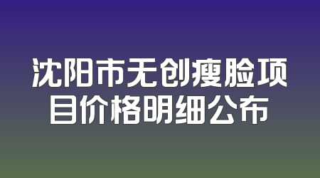 沈阳市无创瘦脸项目价格明细公布