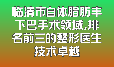 临清市自体脂肪丰下巴手术领域，排名前三的整形医生技术卓越