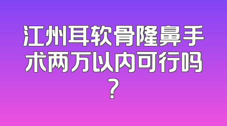 江州耳软骨隆鼻手术两万以内可行吗？