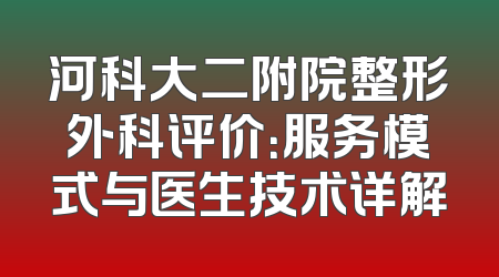 河科大二附院整形外科评价：服务模式与医生技术详解
