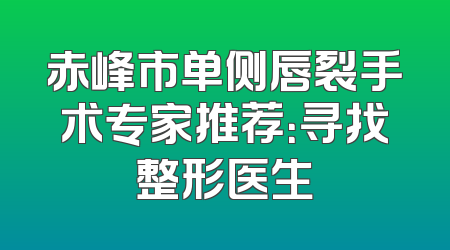赤峰市单侧唇裂手术专家推荐：寻找整形医生