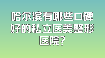 哈尔滨有哪些口碑好的私立医美整形医院？