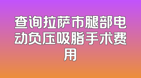 查询拉萨市腿部电动负压吸脂手术费用