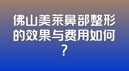 佛山美莱鼻部整形的效果与费用如何？