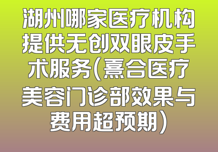 湖州哪家医疗机构提供无创双眼皮手术服务（熹合医疗美容门诊部效果与费用超预期）