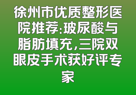 徐州市优质整形医院推荐：玻尿酸与脂肪填充，三院双眼皮手术获好评专家