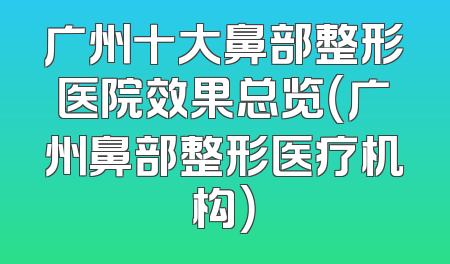 广州十大鼻部整形医院效果总览（广州鼻部整形医疗机构）