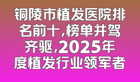 铜陵市植发医院排名前十，榜单并驾齐驱，2025年度植发行业领军者