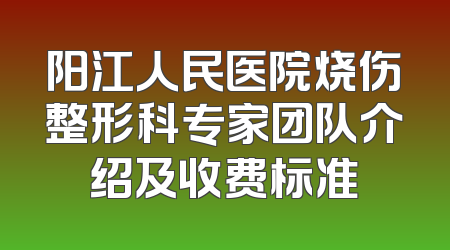 阳江人民医院烧伤整形科专家团队介绍及收费标准