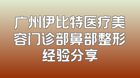 广州伊比特医疗美容门诊部鼻部整形经验分享