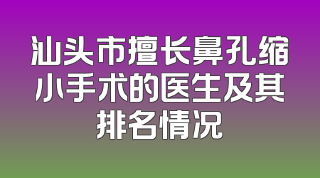 汕头市擅长鼻孔缩小手术的医生及其排名情况