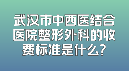 武汉市中西医结合医院整形外科的收费标准是什么？