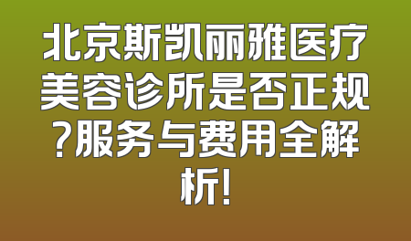 北京斯凯丽雅医疗美容诊所是否正规？服务与费用全解析！