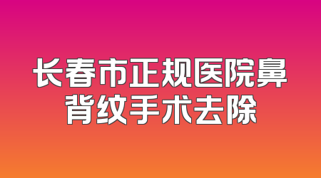长春市正规医院鼻背纹手术去除