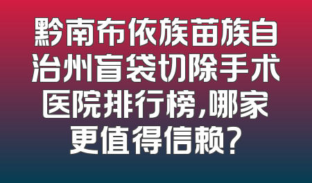 黔南布依族苗族自治州盲袋切除手术医院排行榜，哪家更值得信赖？