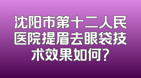 沈阳市第十二人民医院提眉去眼袋技术效果如何？