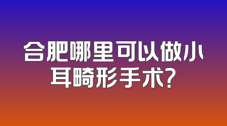 合肥哪里可以做小耳畸形手术？