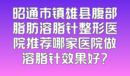 昭通市镇雄县腹部脂肪溶脂针整形医院推荐哪家医院做溶脂针效果好？