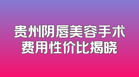 贵州阴唇美容手术费用性价比揭晓