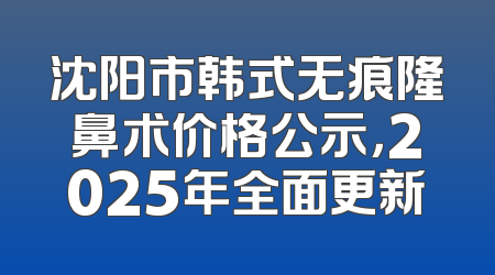 沈阳市韩式无痕隆鼻术价格公示，2025年全面更新