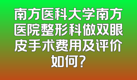 南方医科大学南方医院整形科做双眼皮手术费用及评价如何？