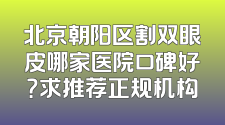 北京朝阳区割双眼皮哪家医院口碑好？求推荐正规机构
