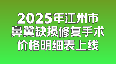 2025年江州市鼻翼缺损修复手术价格明细表上线