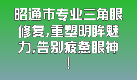 昭通市专业三角眼修复，重塑明眸魅力，告别疲惫眼神！