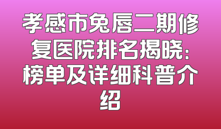 孝感市兔唇二期修复医院排名揭晓：榜单及详细科普介绍