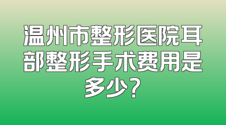温州市整形医院耳部整形手术费用是多少？