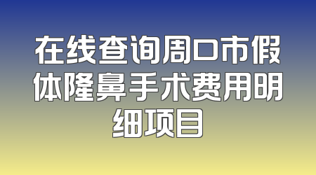 在线查询周口市假体隆鼻手术费用明细项目