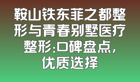 鞍山铁东菲之都整形与青春别墅医疗整形：口碑盘点，优质选择