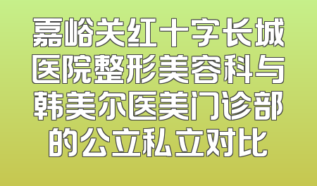 嘉峪关红十字长城医院整形美容科与韩美尔医美门诊部的公立私立对比