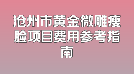 沧州市黄金微雕瘦脸项目费用参考指南