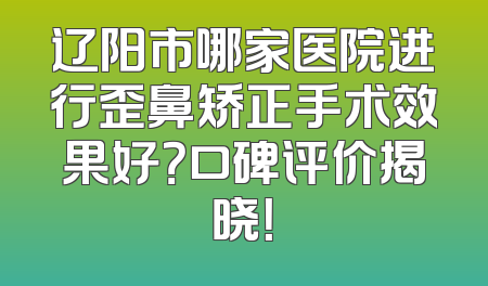 辽阳市哪家医院进行歪鼻矫正手术效果好？口碑评价揭晓！