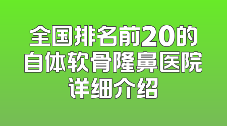全国排名前20的自体软骨隆鼻医院详细介绍