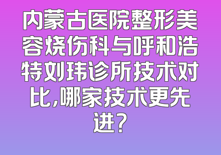 内蒙古医院整形美容烧伤科与呼和浩特刘玮诊所技术对比，哪家技术更先进？