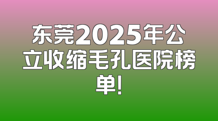 东莞2025年公立收缩毛孔医院榜单！