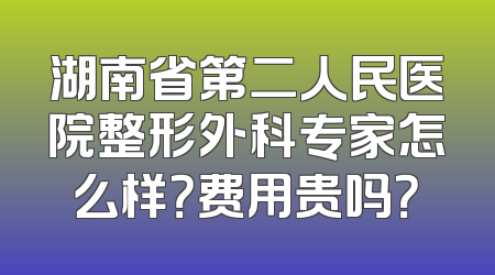 湖南省第二人民医院整形外科专家怎么样？费用贵吗？