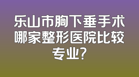 乐山市胸下垂手术哪家整形医院比较专业？