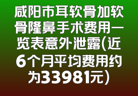 咸阳市耳软骨加软骨隆鼻手术费用一览表意外泄露（近6个月平均费用约为33981元）