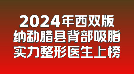 2024年西双版纳勐腊县背部吸脂实力整形医生上榜