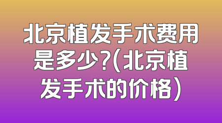 北京植发手术费用是多少？(北京植发手术的价格)