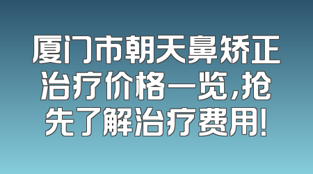 厦门市朝天鼻矫正治疗价格一览，抢先了解治疗费用！