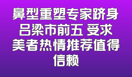鼻型重塑专家跻身吕梁市前五 受求美者热情推荐值得信赖