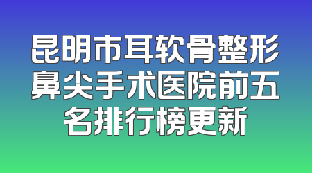 昆明市耳软骨整形鼻尖手术医院前五名排行榜更新