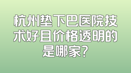 杭州垫下巴医院技术好且价格透明的是哪家？