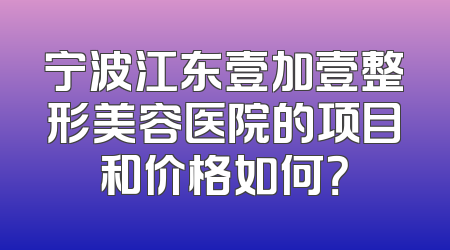 宁波江东壹加壹整形美容医院的项目和价格如何？