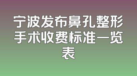 宁波发布鼻孔整形手术收费标准一览表