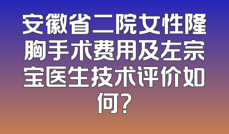 安徽省二院女性隆胸手术费用及左宗宝医生技术评价如何？